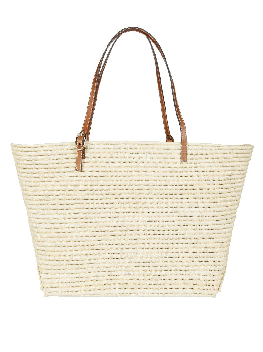 Tory Burch Ella Structured Straw Woven Tote Bag