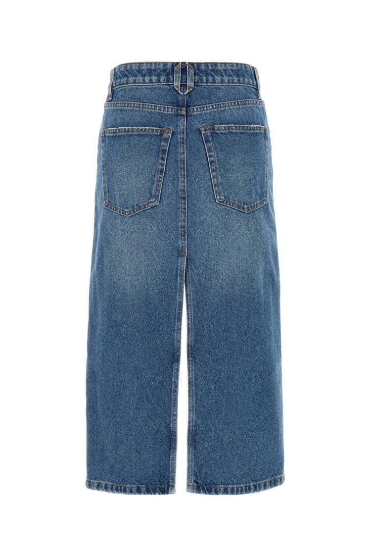 Stella Mccartney Mid-Length Denim Skirt With Textured Fabric Details