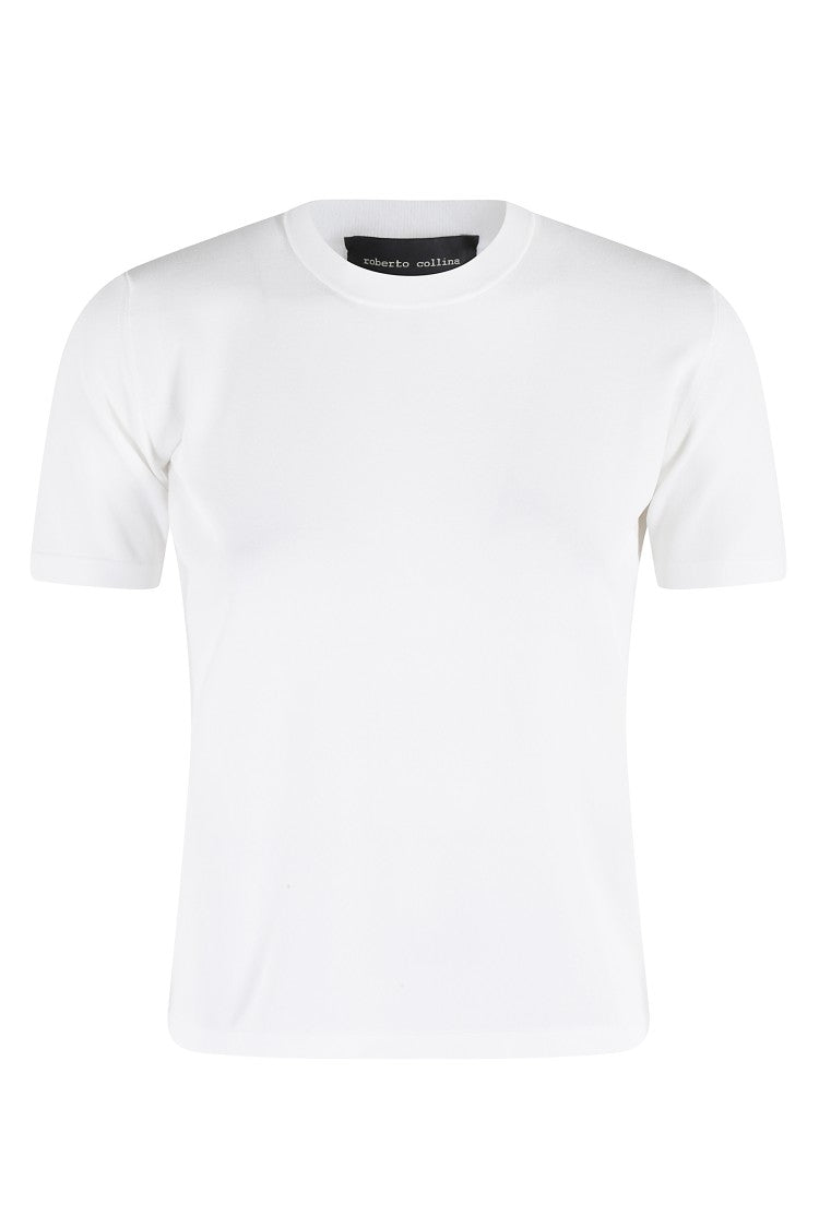 Roberto Collina Crew Neck White Viscose T-Shirt With Short Sleeves