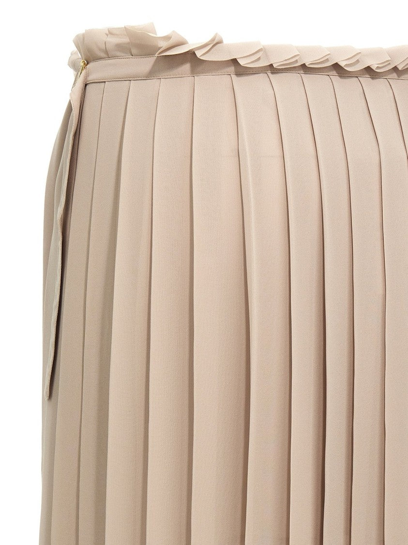 Ami Long Pleated Skirt With Flowing Silhouette And Smooth Texture