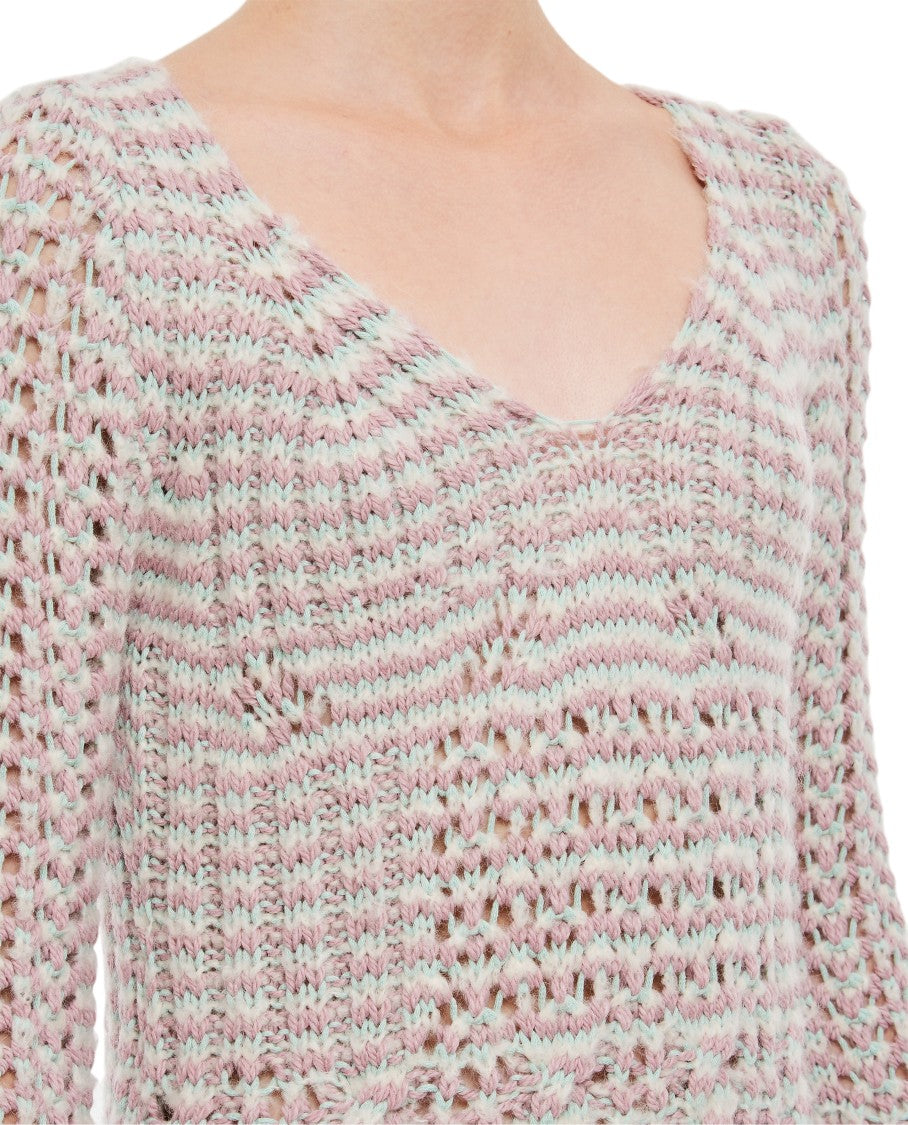 Marco Rambaldi Pastel Braided Knit Mini Dress With Flared Sleeves