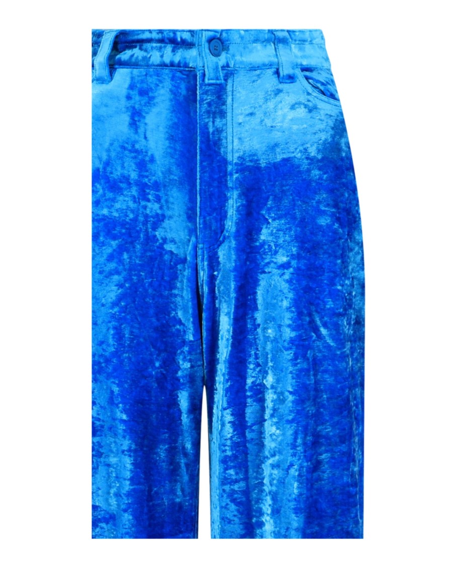 Balenciaga Crushed Velvet Wide-Leg Pants With Drawstring Waistband