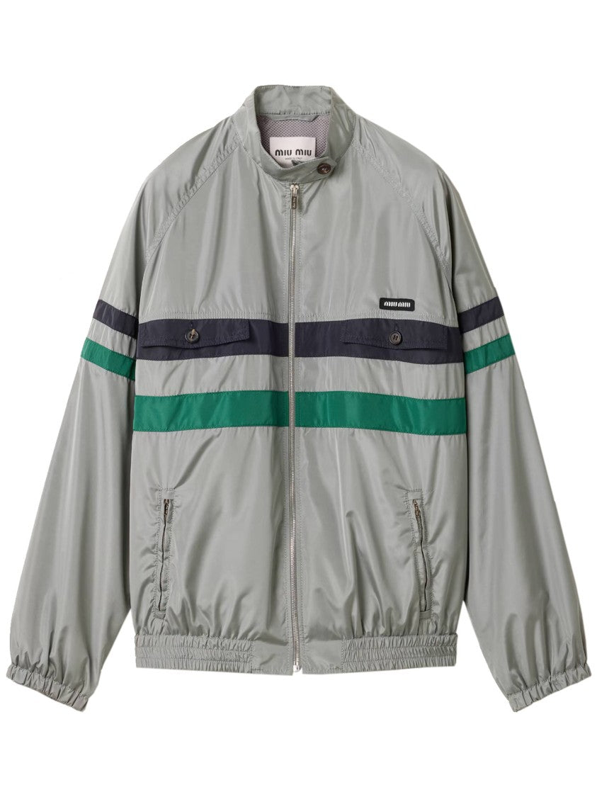 Miu Miu Blouson Horizontal Stripe Lightweight Jacket