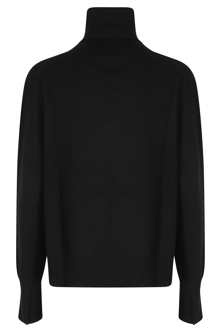Semi Couture Refined Black Dalia Sweater With High Neckline And Side Slits