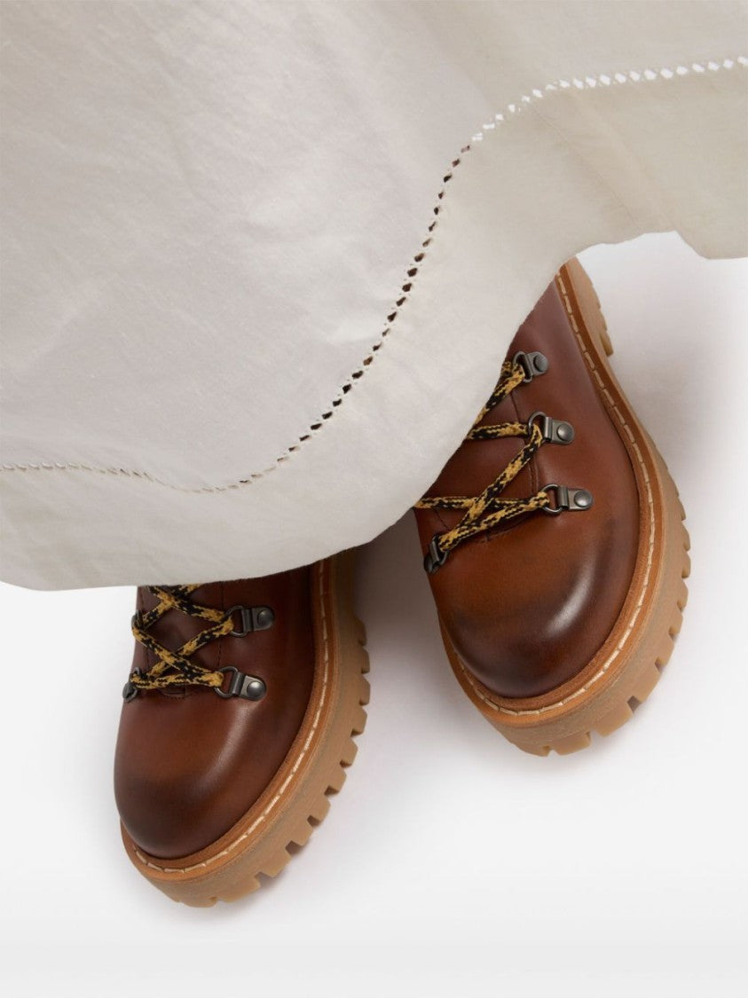 Prada Laced Leather Ankle Boots