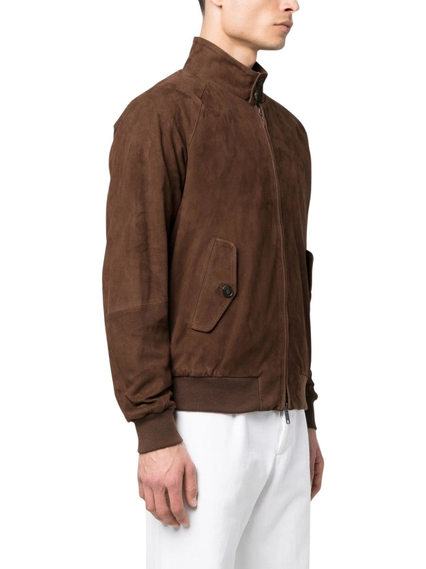 Baracuta Panelled Suede G9 Harrington Jacket With Classic Stand Collar