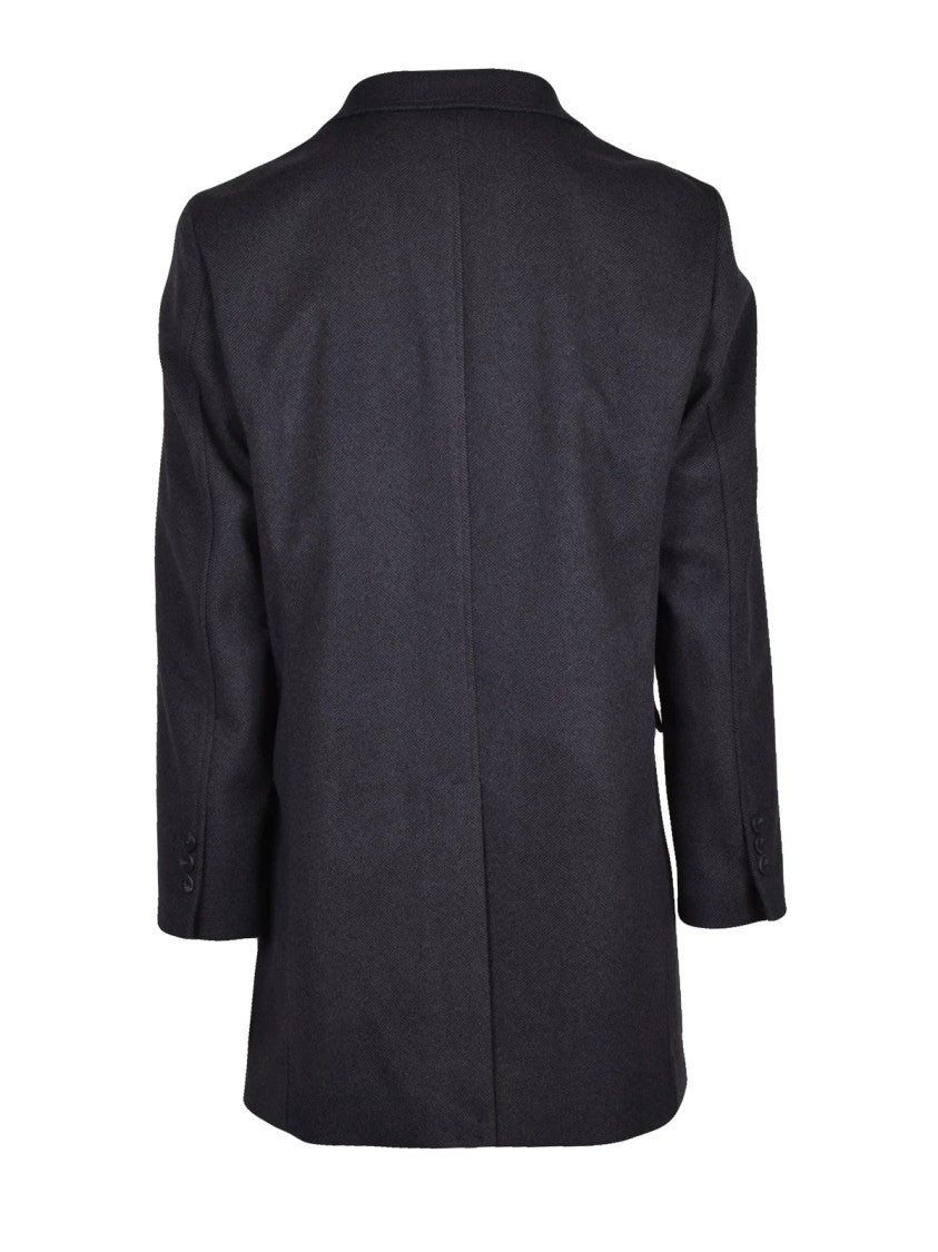 Hamaki-Ho Grey Hamaki-Ho Polyester Lined Coat With Classic Tailored Design