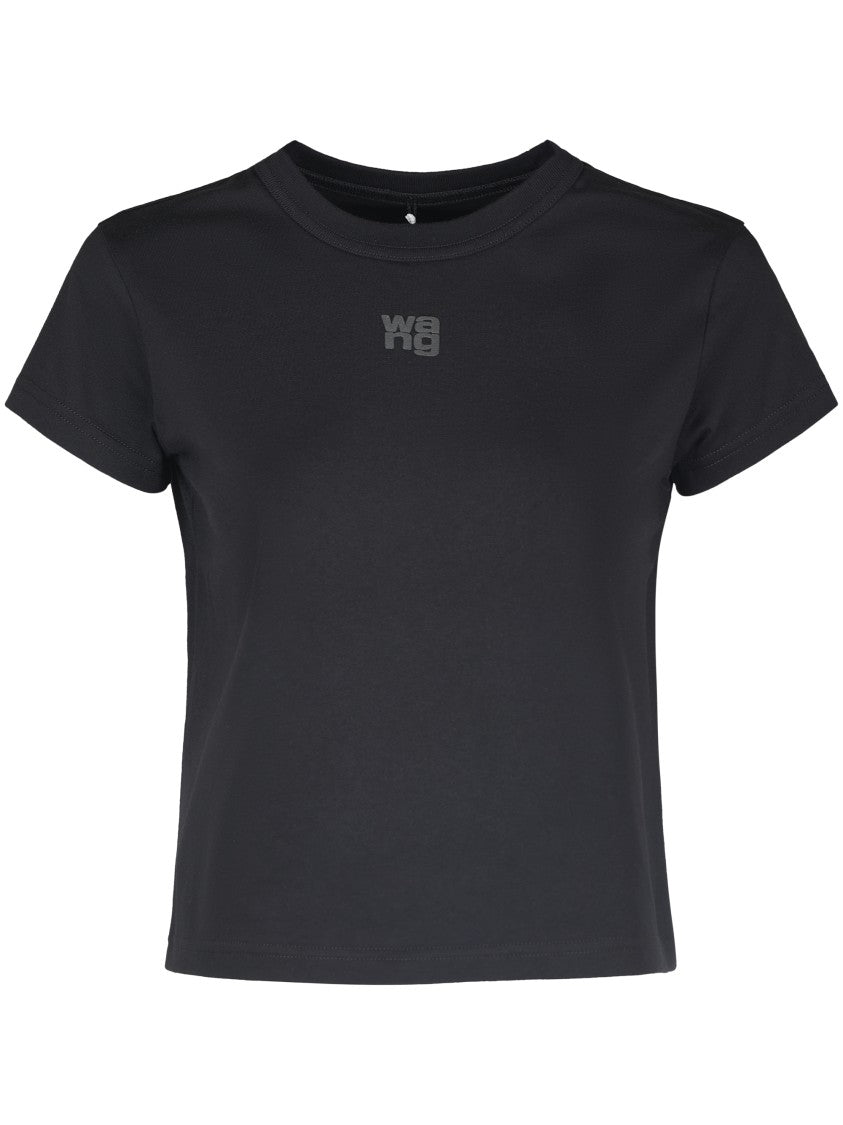 Alexander Wang Black Essential Shrunken Tee Puff Logo Tee