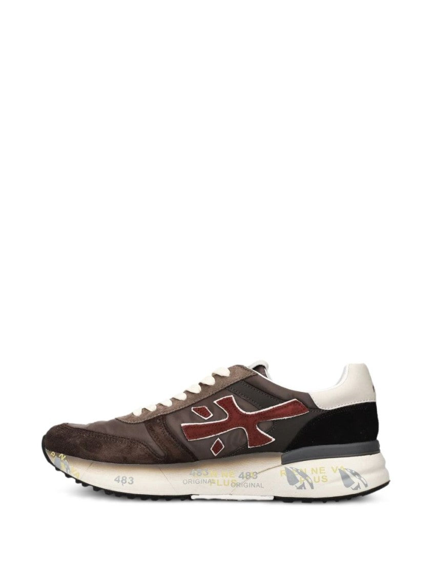 Premiata Brown And Red Leather Sneakers