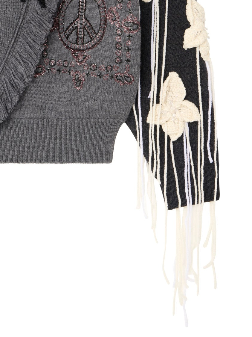 Alanui Cropped Patchwork Cardigan With Floral Embroidery