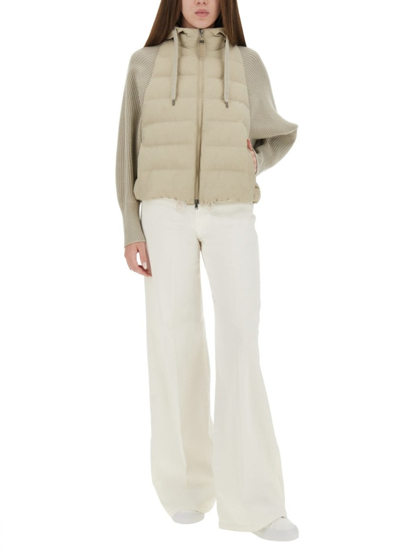 Brunello Cucinelli Knitted Sleeves Down Jacket