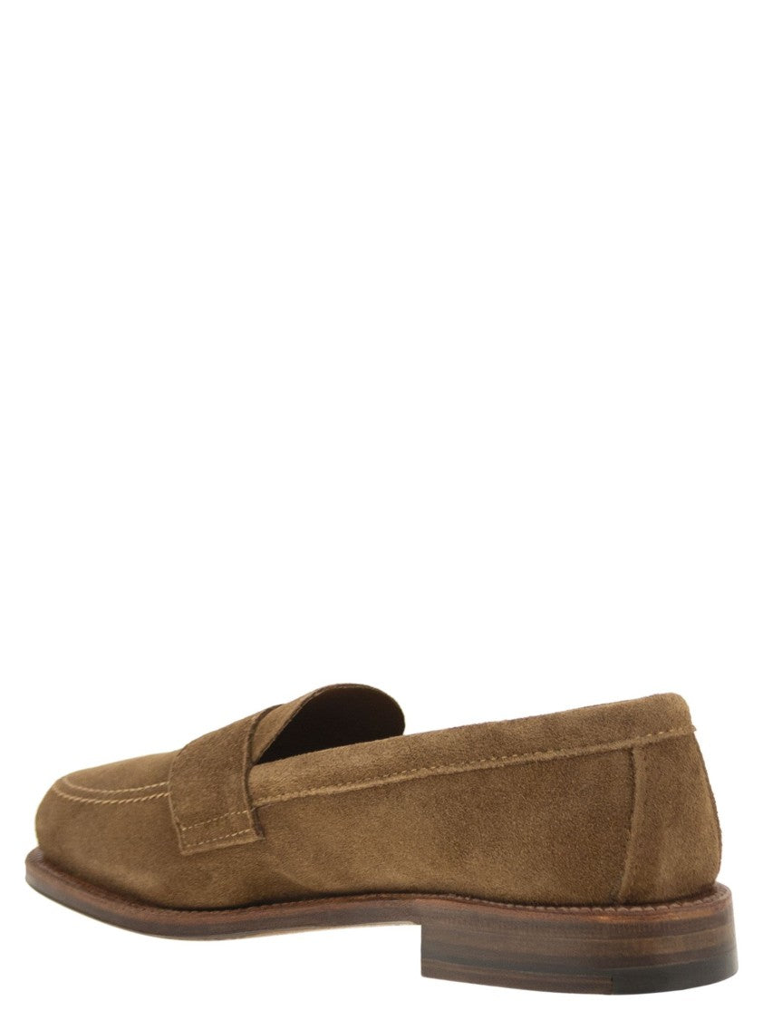 Alden Brown Suede Moccasin With Handcrafted Detailing
