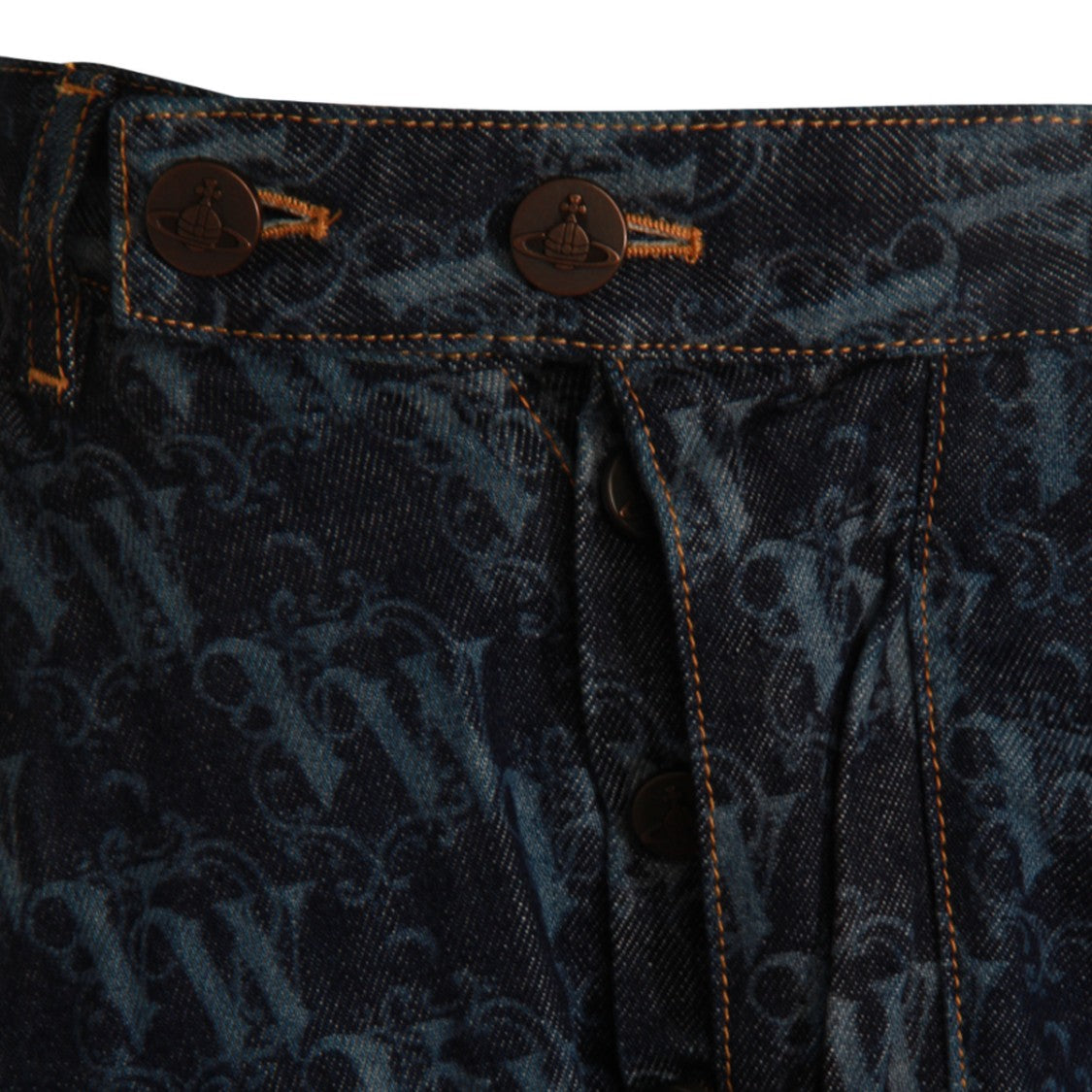 Vivienne Westwood Dark Denim Jeans With Monogram Pattern