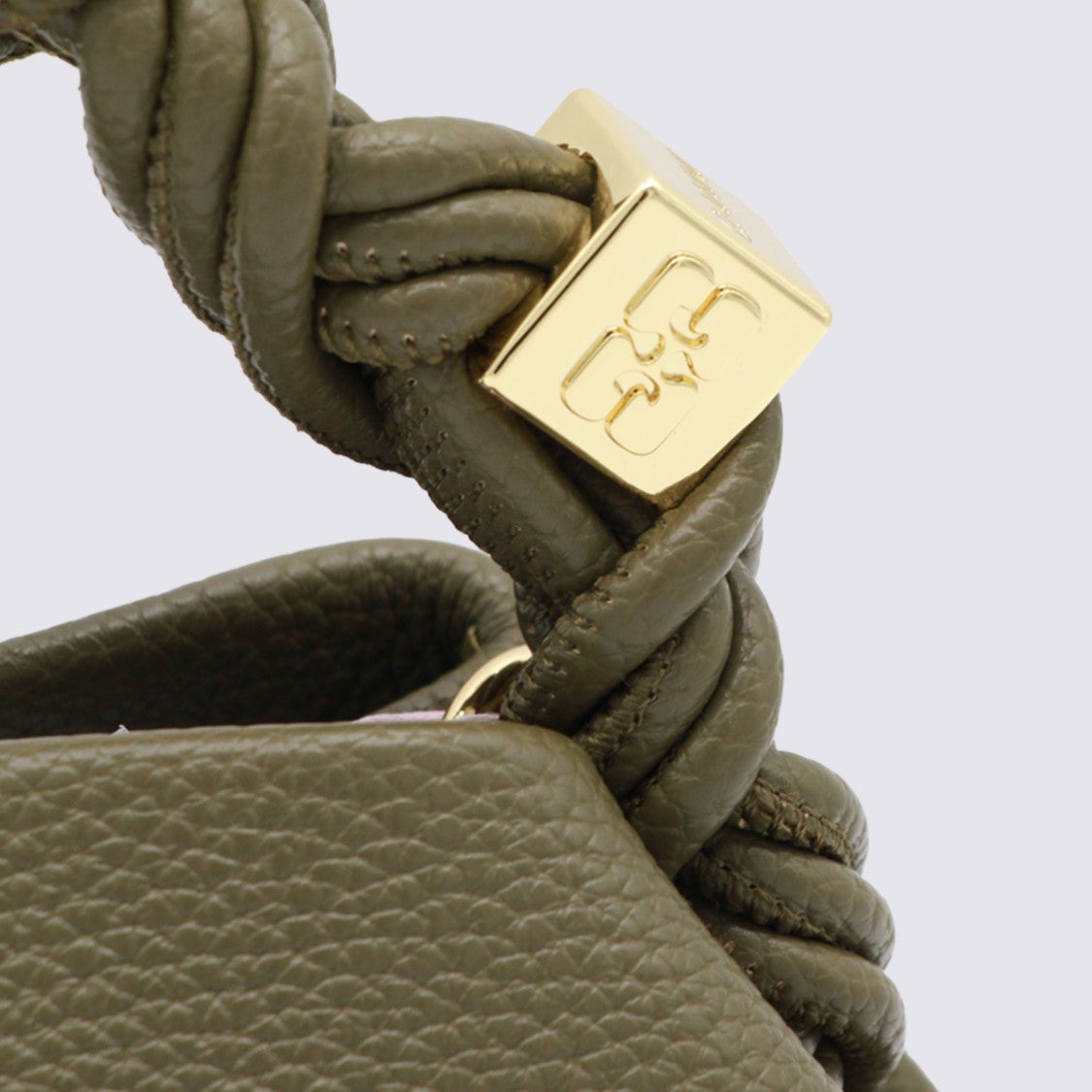 Ganni Geometric Handbag With Twisted Handle And Gold-Tone Accents