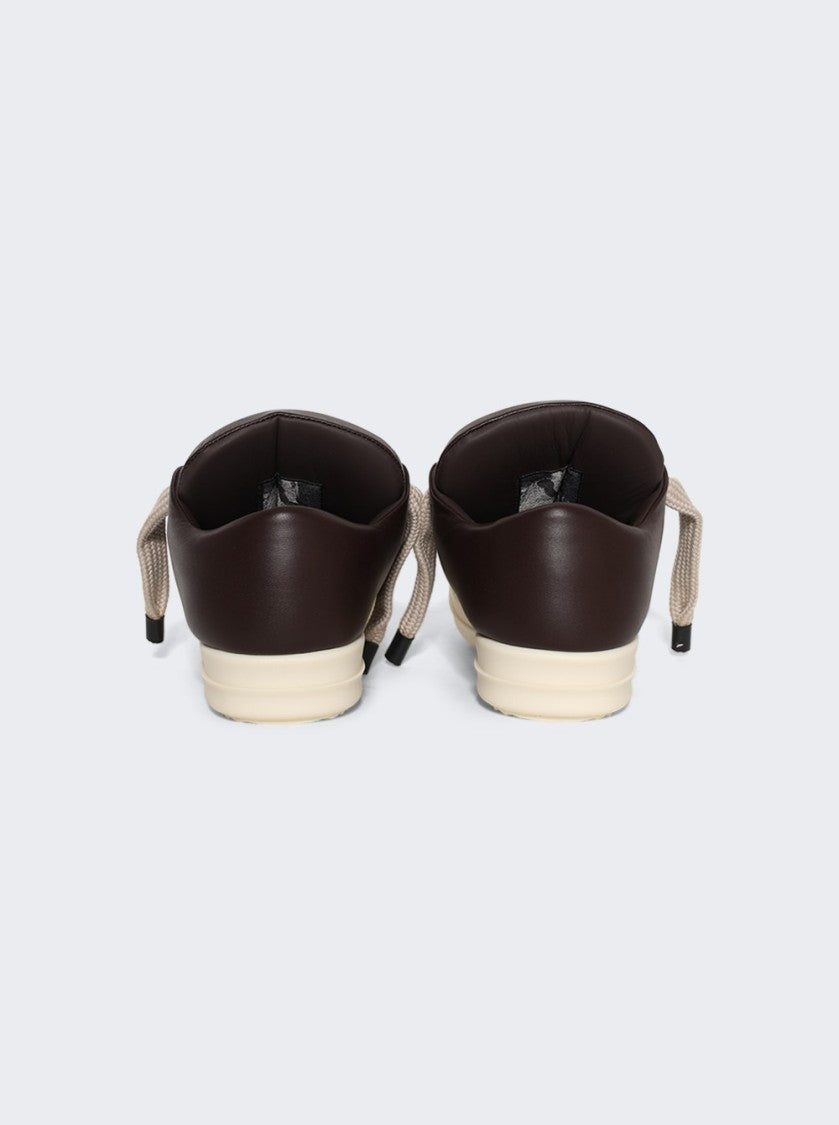 Rick Owens Hollywood Jumbolace Low Sneakers Mahogany And Milk