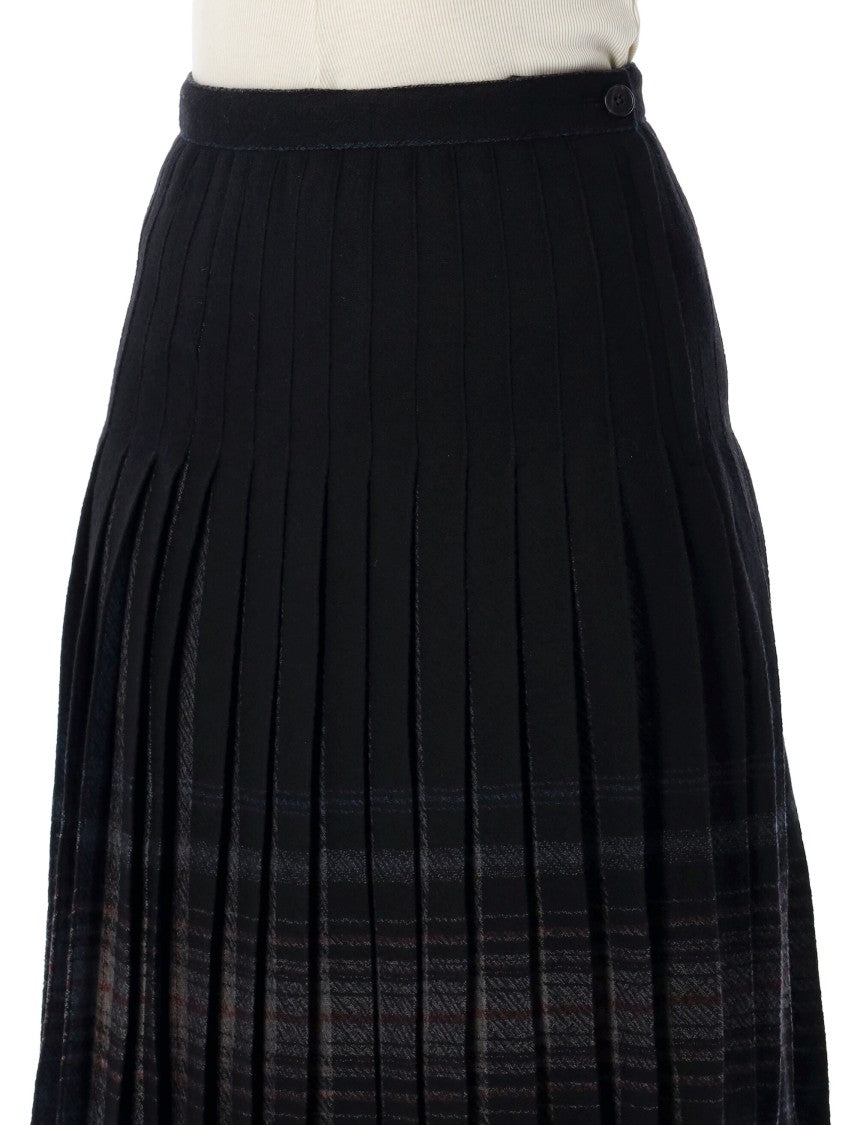 Low Classic Reversible Wool Pleated Midi Skirt