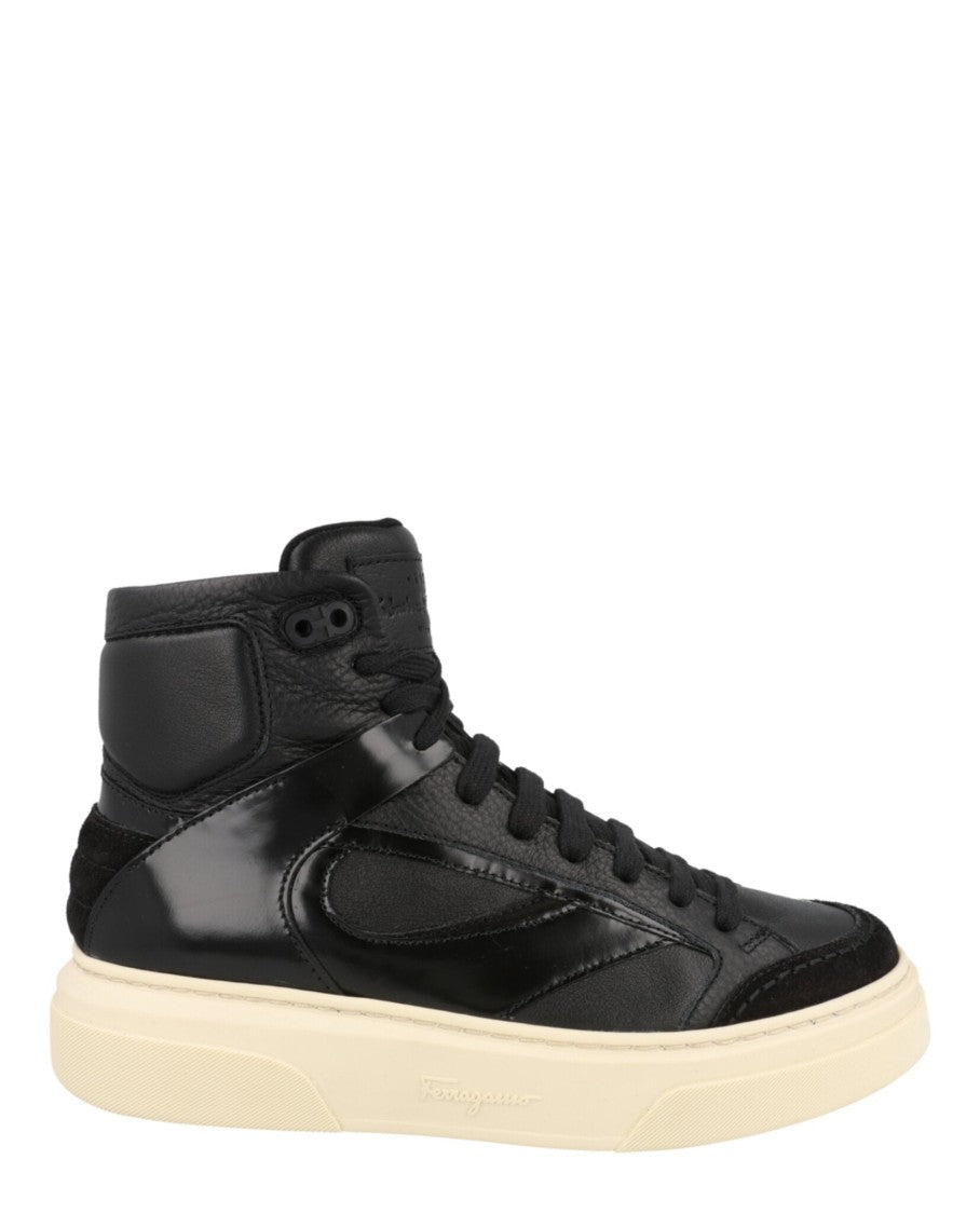 Ferragamo Cassio Leather High-Top Sneakers
