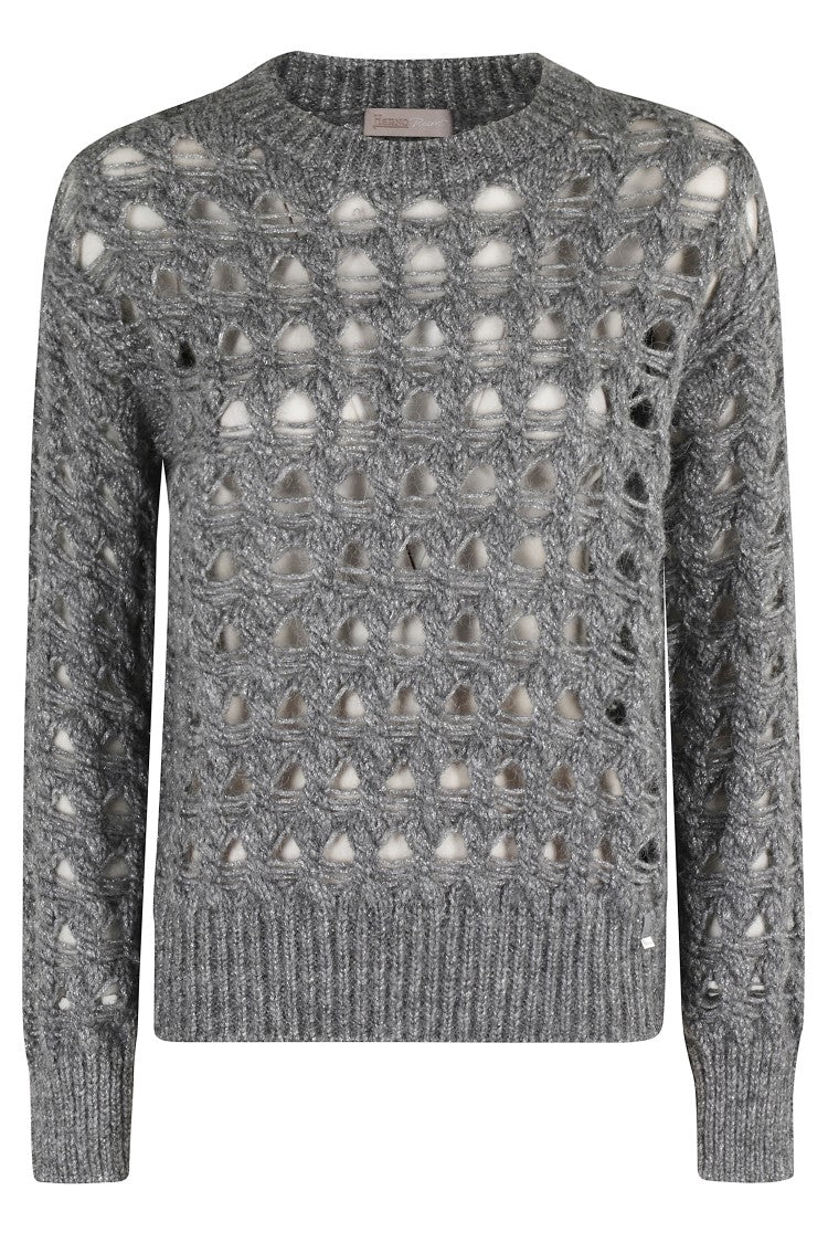 Herno Open-Knit Long-Sleeved Sweater With Metallic Accents