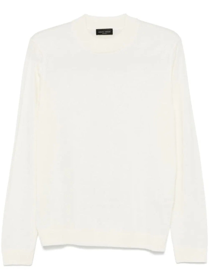 Roberto Collina Ecru Lupetto Ml Ultra Soft Merino Wool Sweater