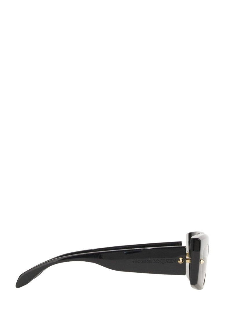 Alexander Mcqueen Bold Angular Frame Sunglasses With Gold Accents
