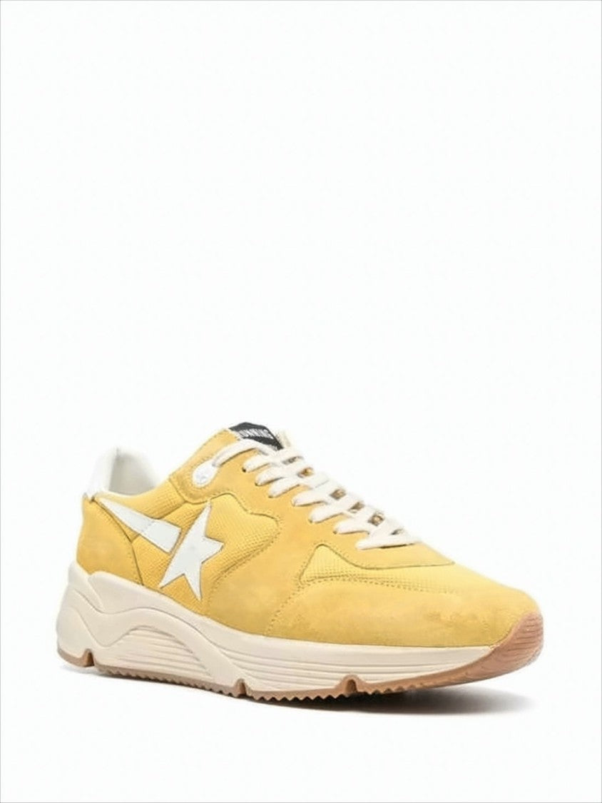 Golden Goose Yellow Suede And Mesh Sneakers