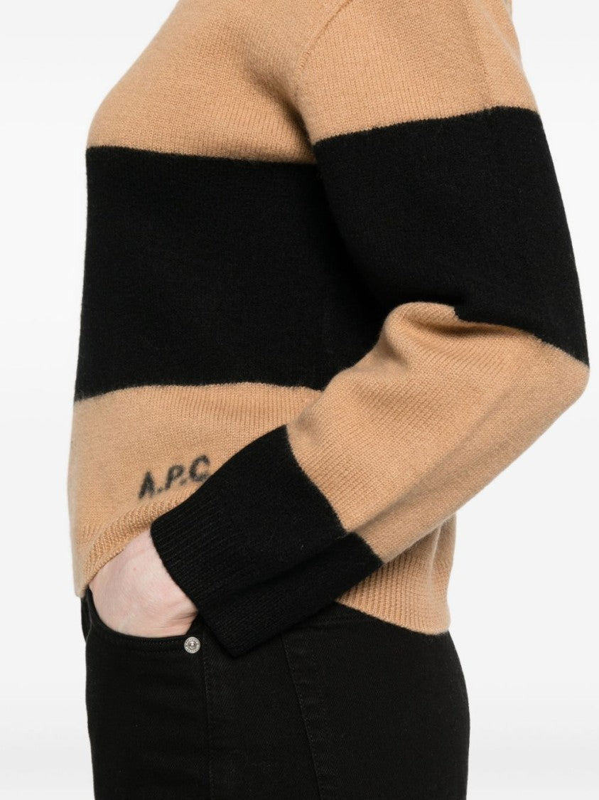 A.P.C. Knitted Sweater With Striped Pattern And Embroidered Logo