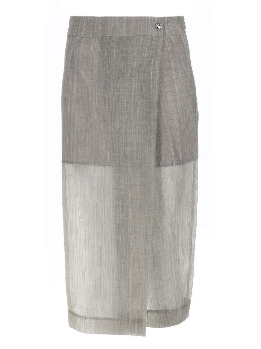 The Garment Delphi Wrap Front Semi-Sheer Midi Skirt