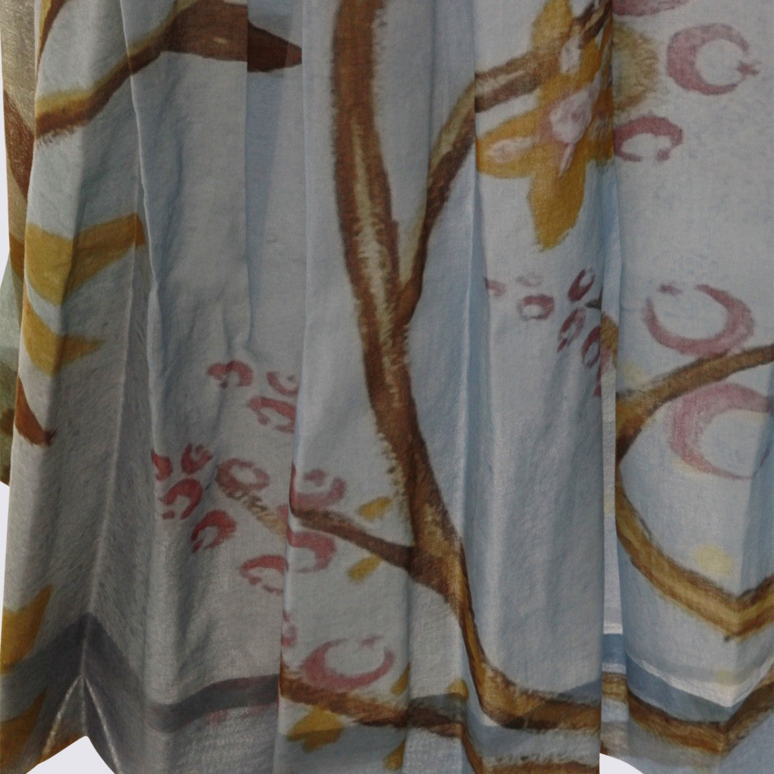 Talking Walls Pleated Artistic Skirt With Delicate Floral Print And Fitted Waistband