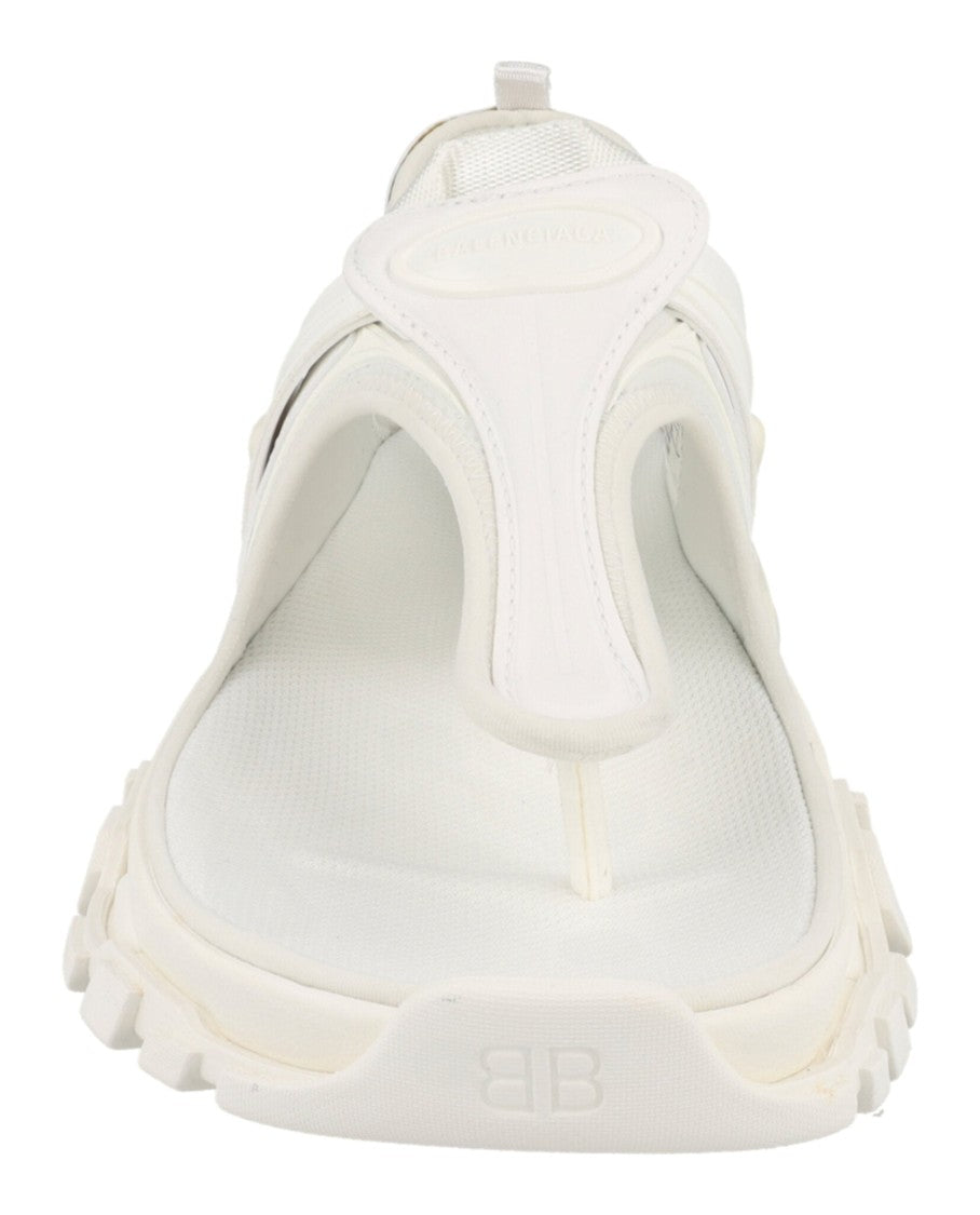 Balenciaga Tactical White Sandals With Block Heel And Embossed Logo