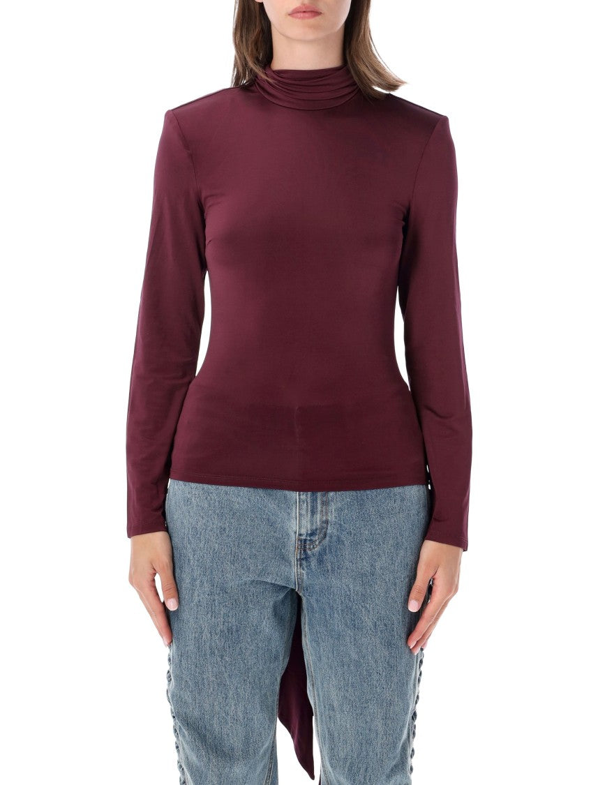 Rotate Long-Sleeved Scarf Scarf Detail Long-Sleeve Top