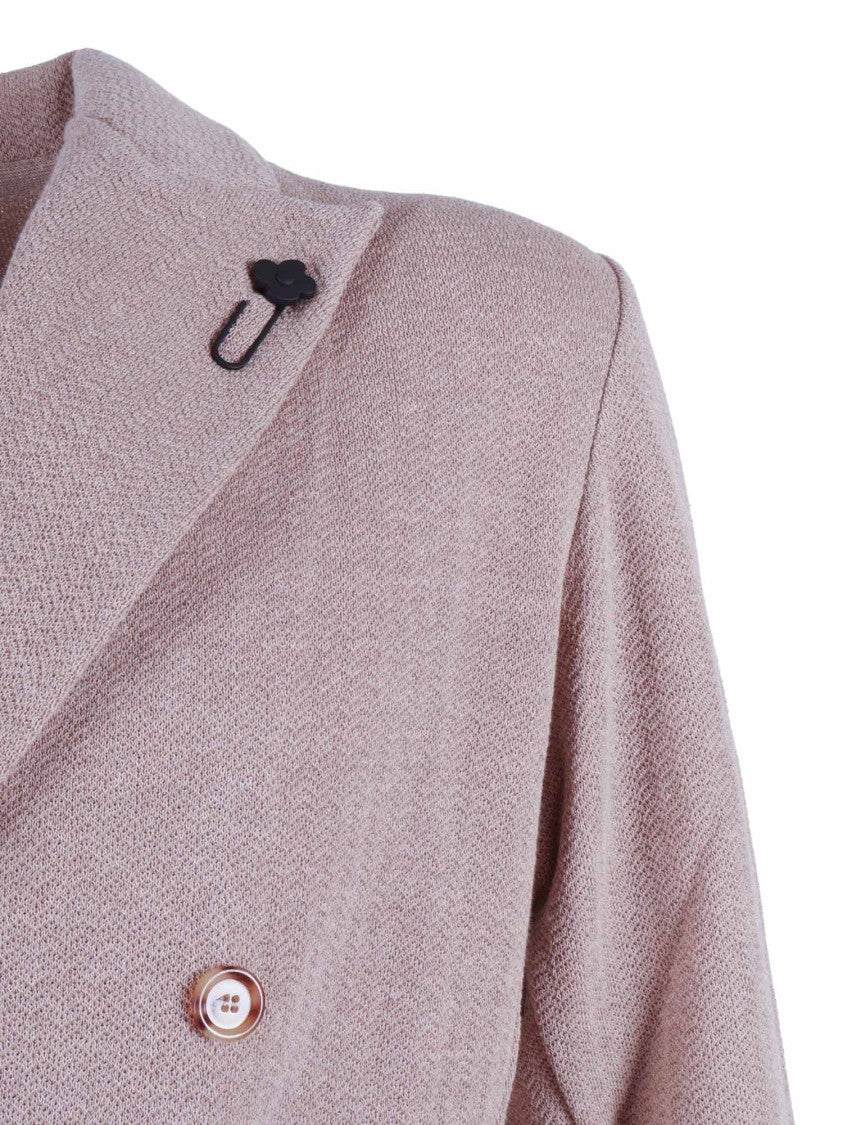 Lardini Double Breasted Textured Knit Blazer