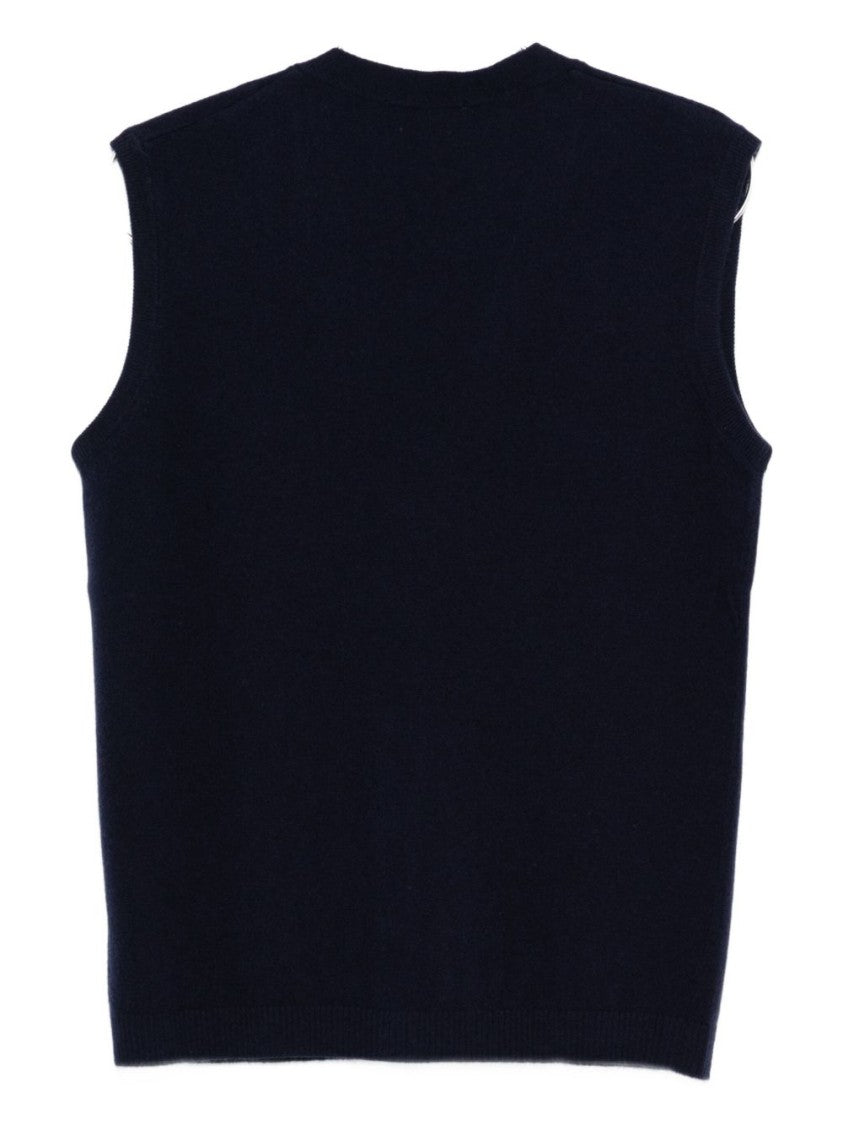 Daniele Fiesoli Sleeveless Knit Vest With Deep V-Neck