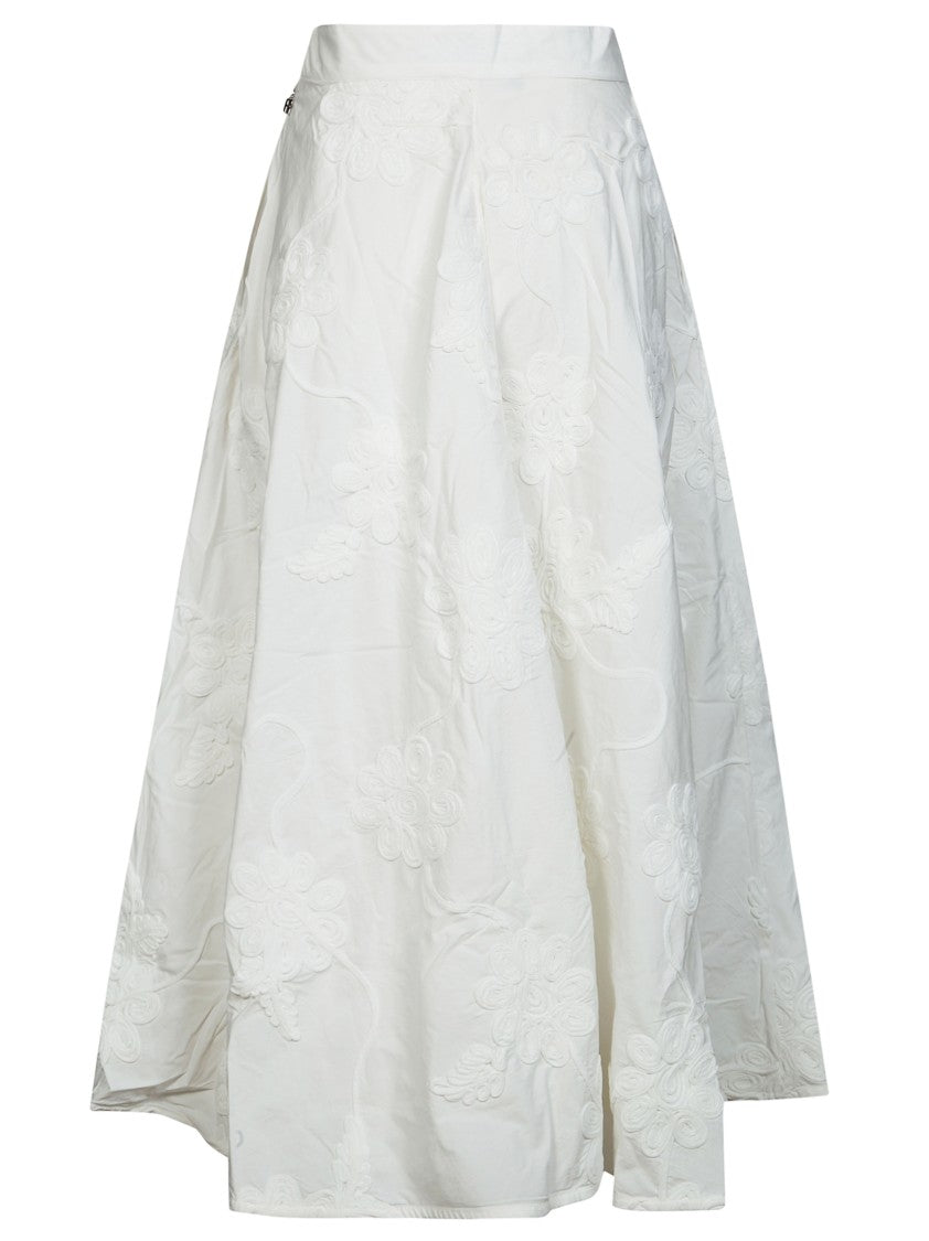 Rotate White Flower Floral Embroidered Maxi Skirt