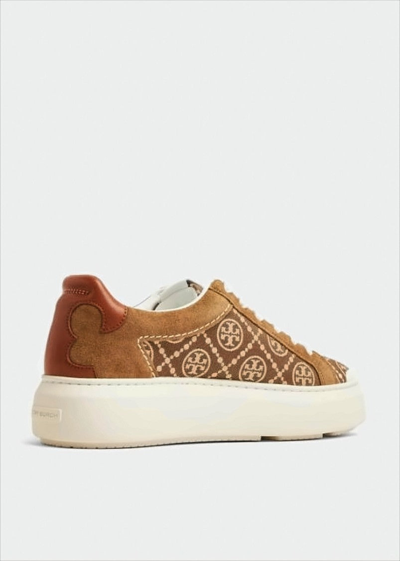 Tory Burch Patterned Fabric Low-Top Sneakers With Signature Logo Motif