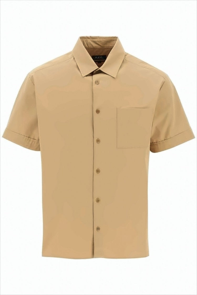 A.P.C. Short-Sleeve Brown Cotton Shirt