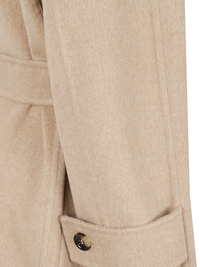 Max Mara Camel-Finish Long Coat With Wide Lapel
