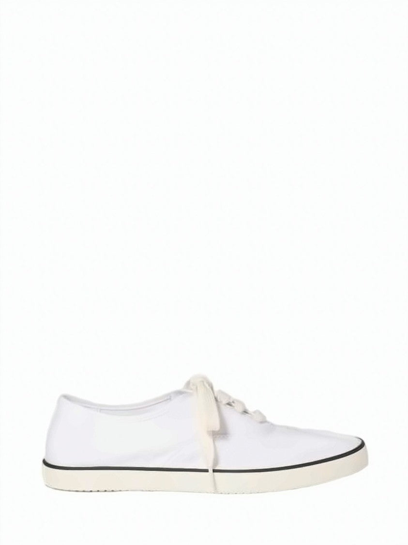 Miu Miu Minimalist White Cotton Sneakers With Slim Rubber Sole