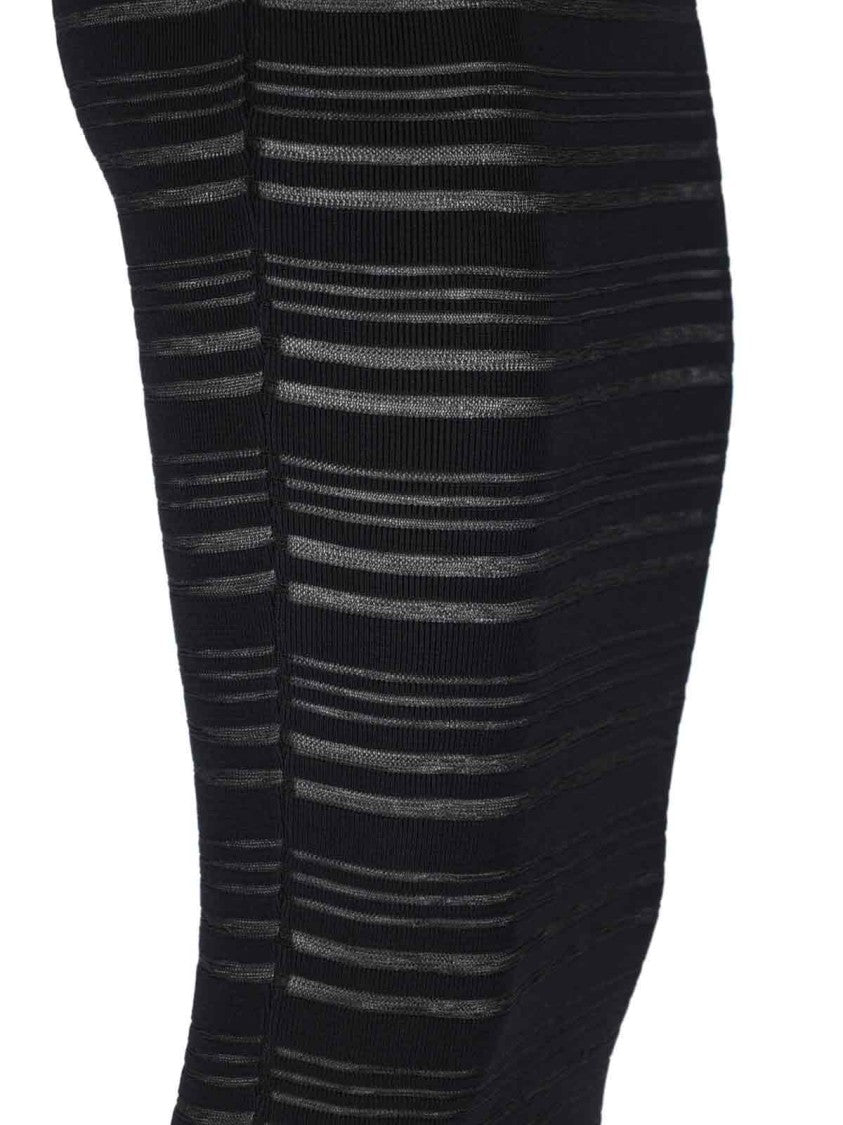 Andreâdamo Black Semi-Transparent Ribbed Maxi Skirt