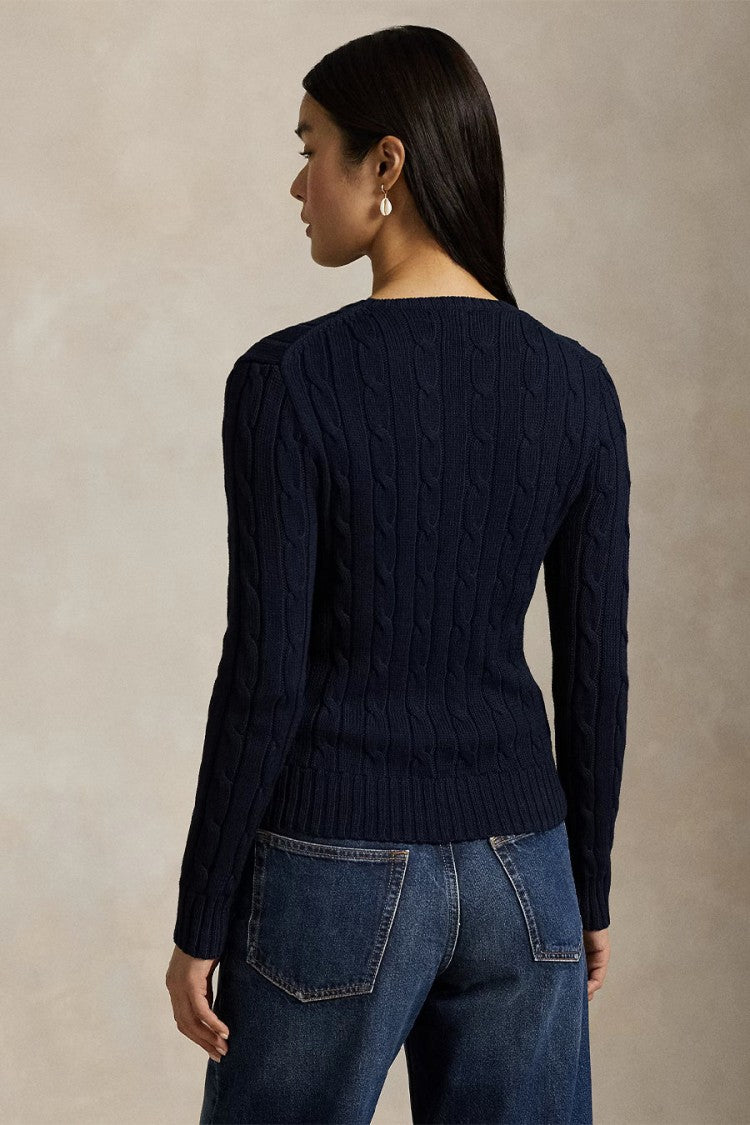 Polo Ralph Lauren Navy Cable-Knit Embroidered Pony Logo Cotton Sweater