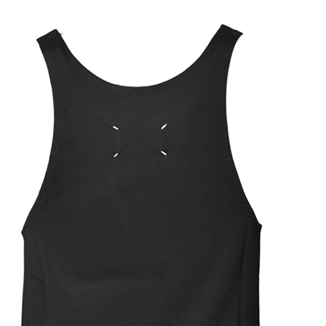 Maison Margiela Scoop Neck Black Tank Top With Rectangular Patch Detail