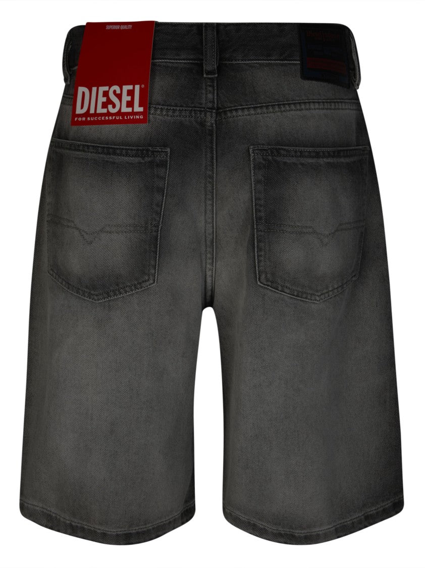 Diesel Faded Black Mid Length Denim Shorts