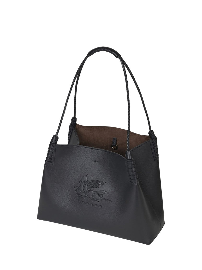 Etro Black Leather Small Libra Tote