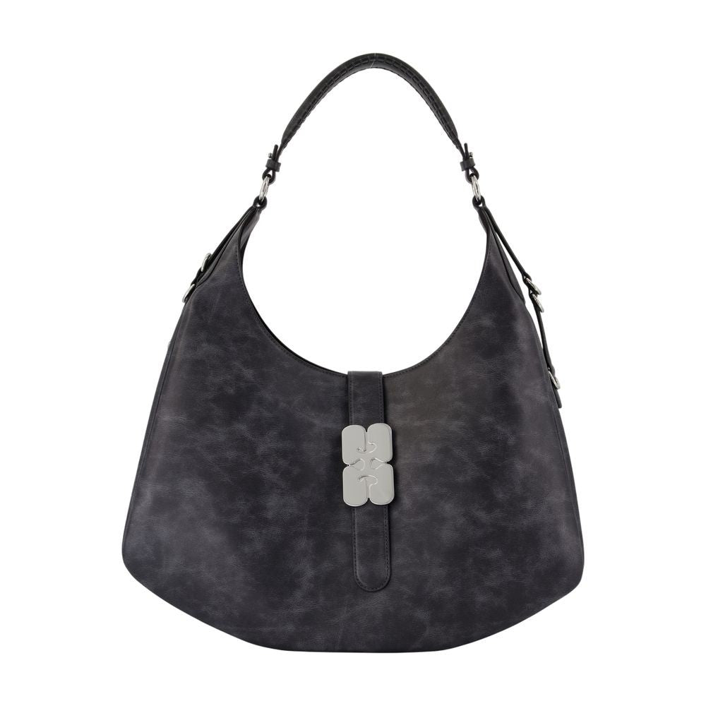 Ganni Large Textured Leather Shoulder Bag