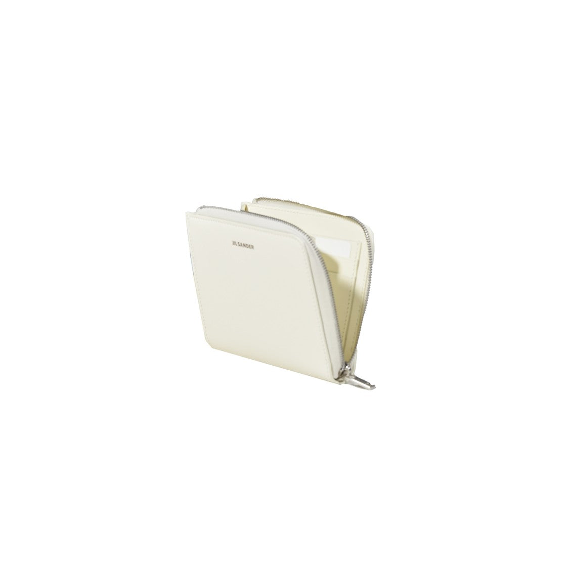 Jil Sander Small White Leather Zip-Up Wallet