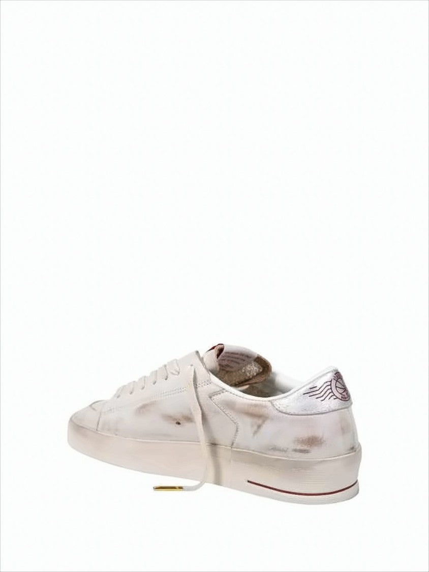 Golden Goose Distressed White Nappa Leather Sneakers With Branded Accents