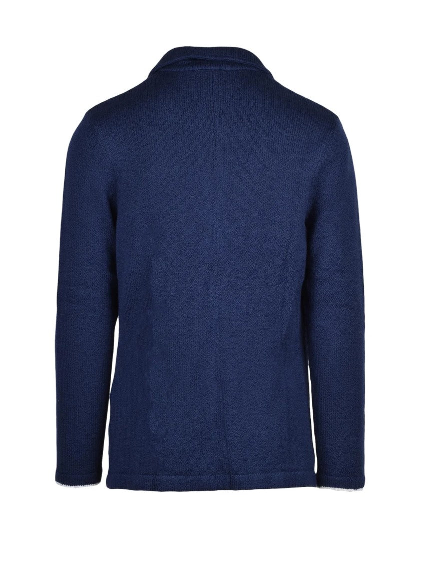 Eleventy Knit Blazer With Notched Lapels And Subtle Trim