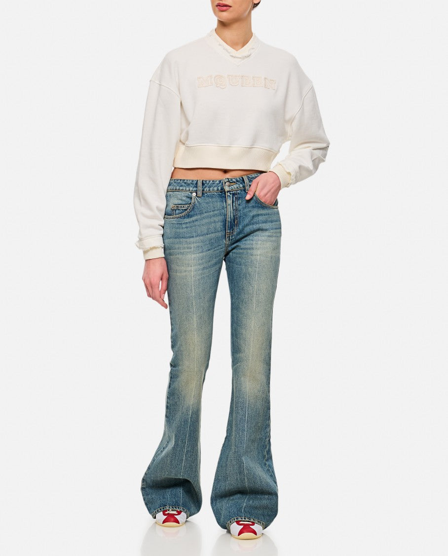 Alexander Mcqueen White Cropped Sweatshirt