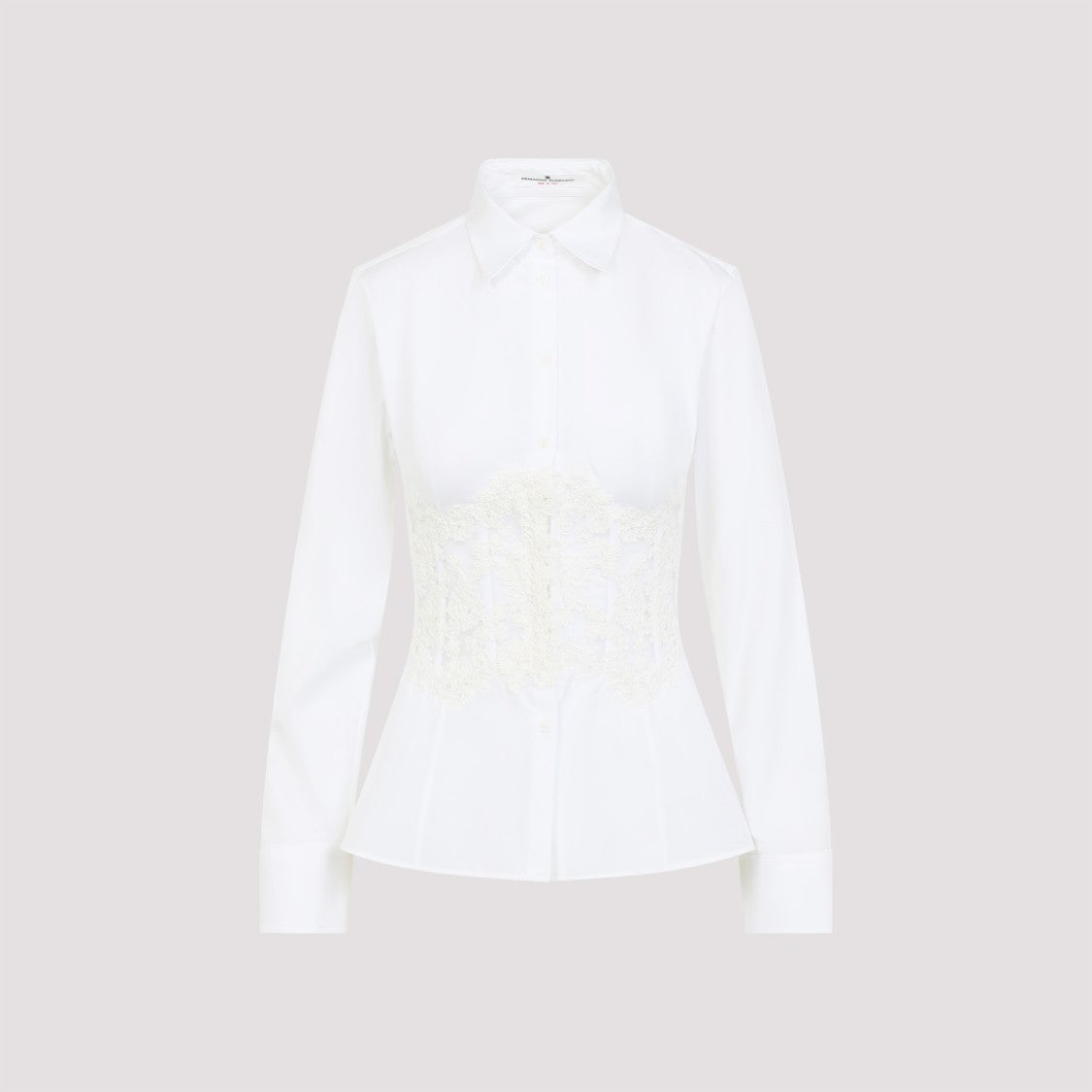 Ermanno Scervino Tailored White Shirt With Lace Overlay