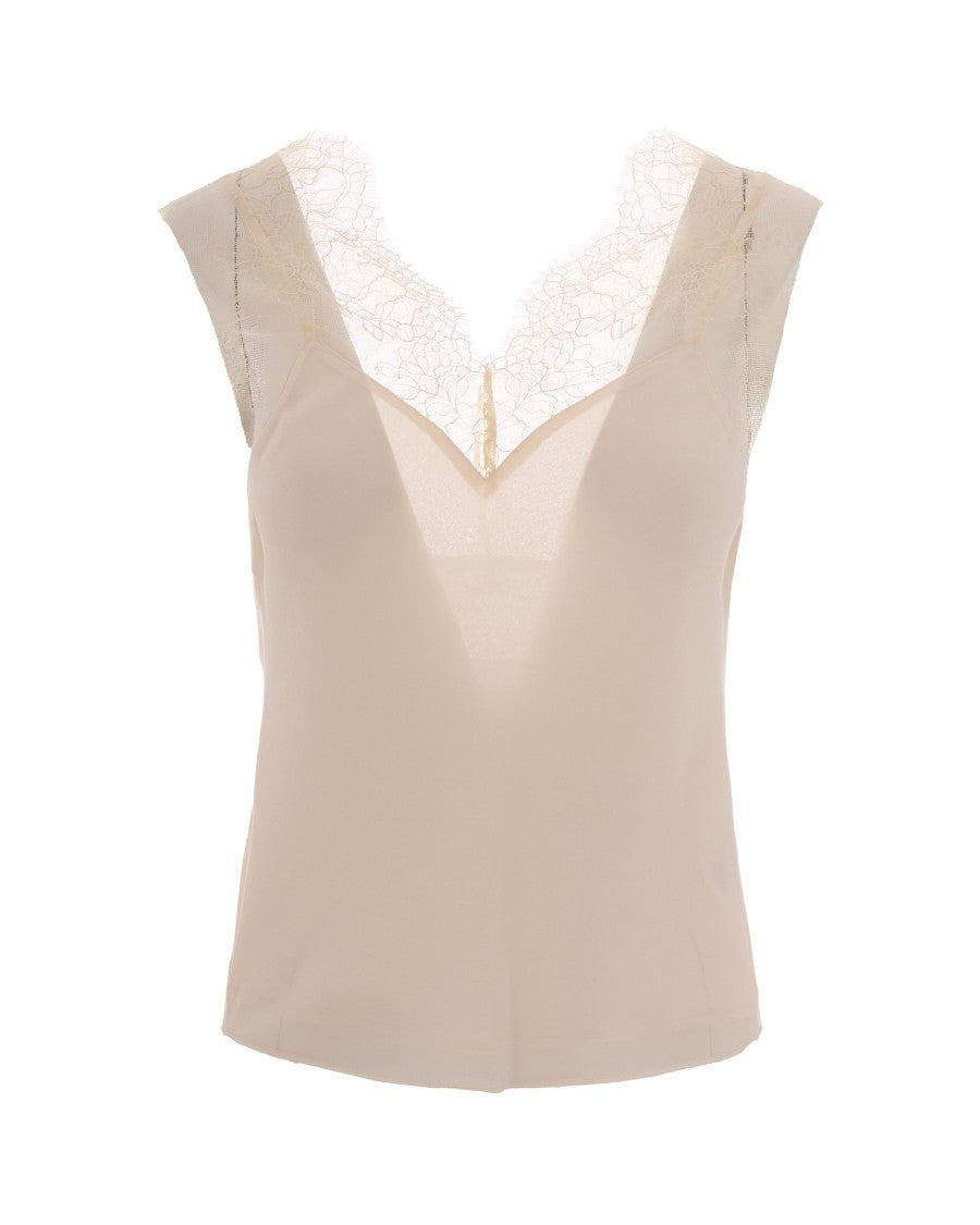 Patrizia Pepe Warm Ivory Lace Top