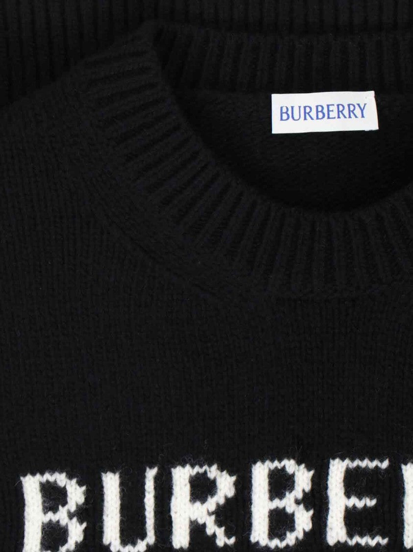 Burberry Black Ekd Wool-Cashmere Intarsia Sweater